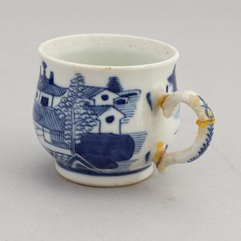 Seven blue and white porcelain cream cups, CHina, Qing dynasty, 19th century.