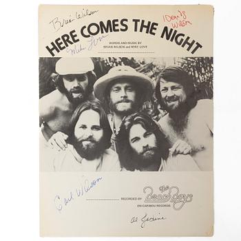 Beach Boys, "Here Comes The Night", signerat nothäfte,  Almo Publications, USA.
