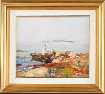 HUGO ÖFVERSTRÖM, olja på pannå, signerad.