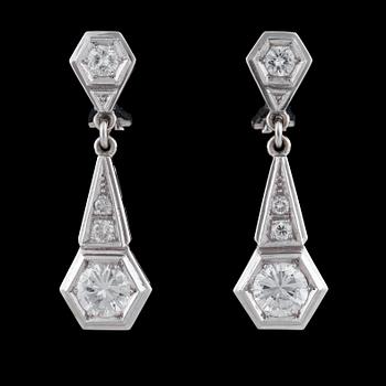 973. A pair of old-cut diamond app. 1.20 cts earrings.