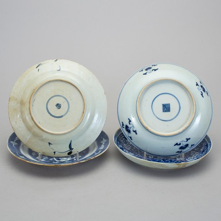 TALLRIKAR, 4 st, porslin, Kina, Kangxistil, 1800-tal.