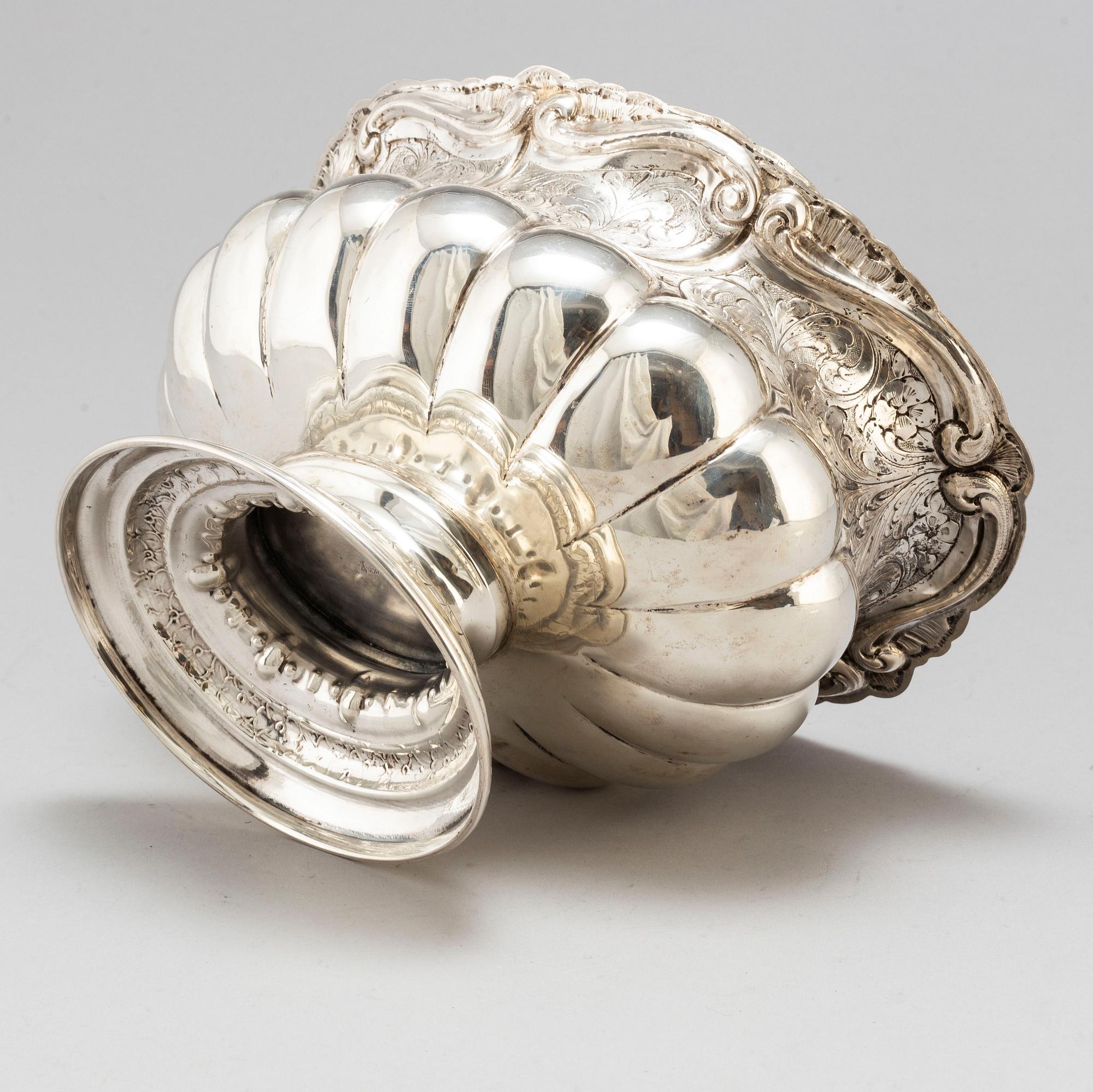 JARDINERE, 800 silver, barockstil, 1800-talets slut.