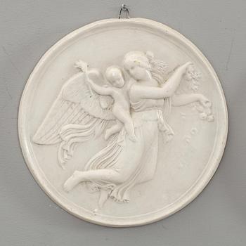 PLAKETTER, 2 st, gips, Bertel Thorvaldsen, efter, 1900-talets början.