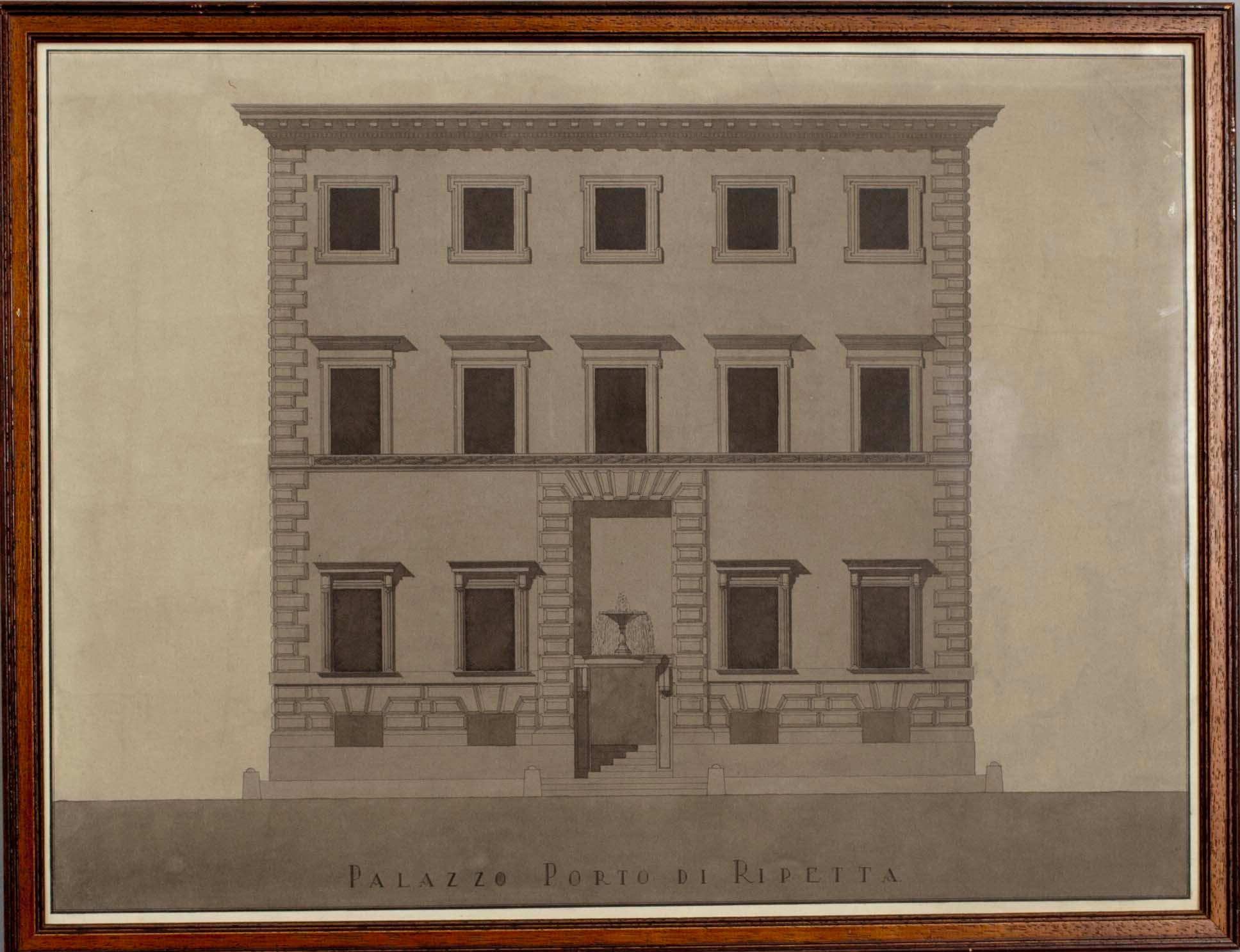 1800-LUKU/TAL TUNTEMATON/OKÄND, PALAZZO PORTO DI RIPETTA, tusch.