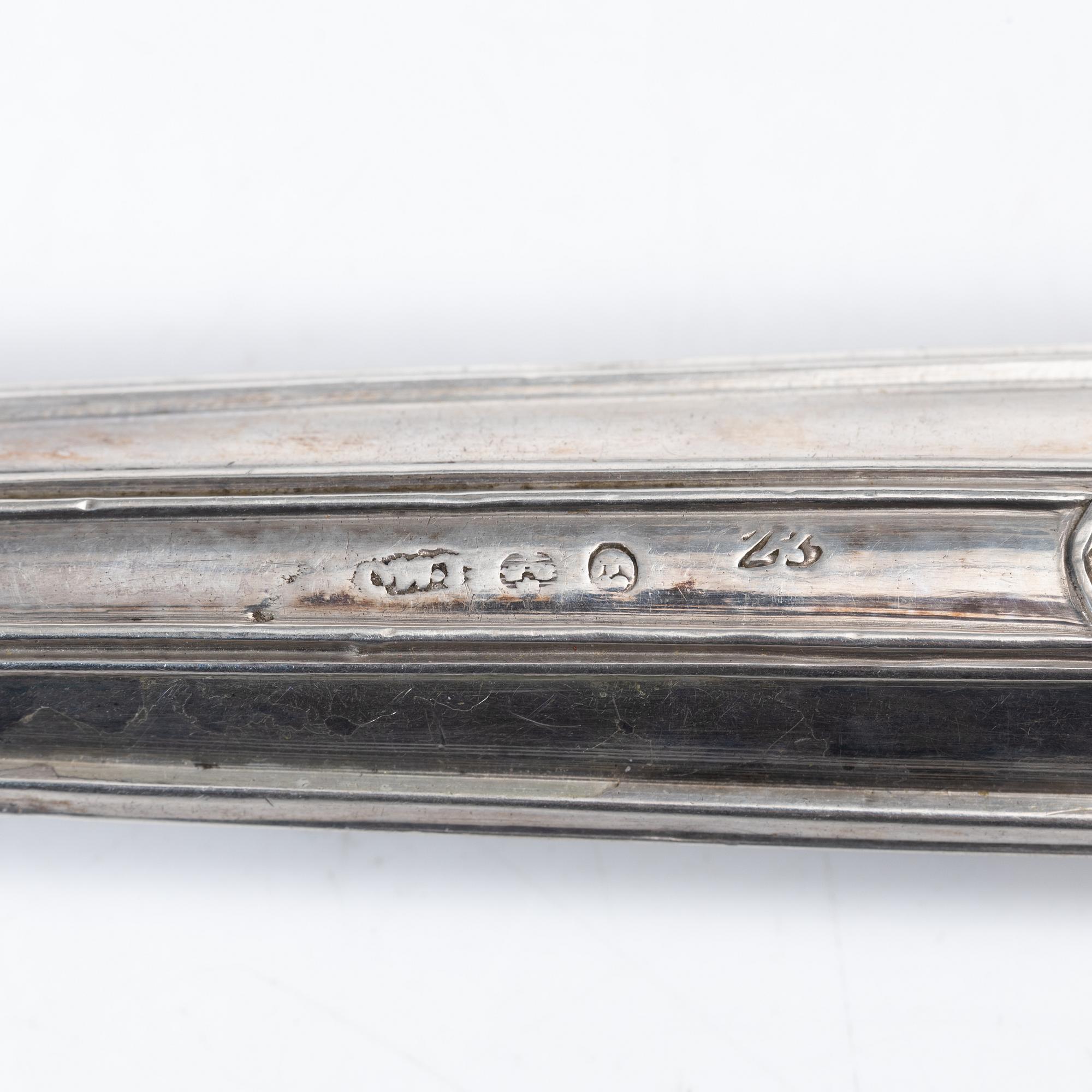 Ten Swedish silver knives, including with mark of Gustaf Möllenborg, Stockholm 1833.
