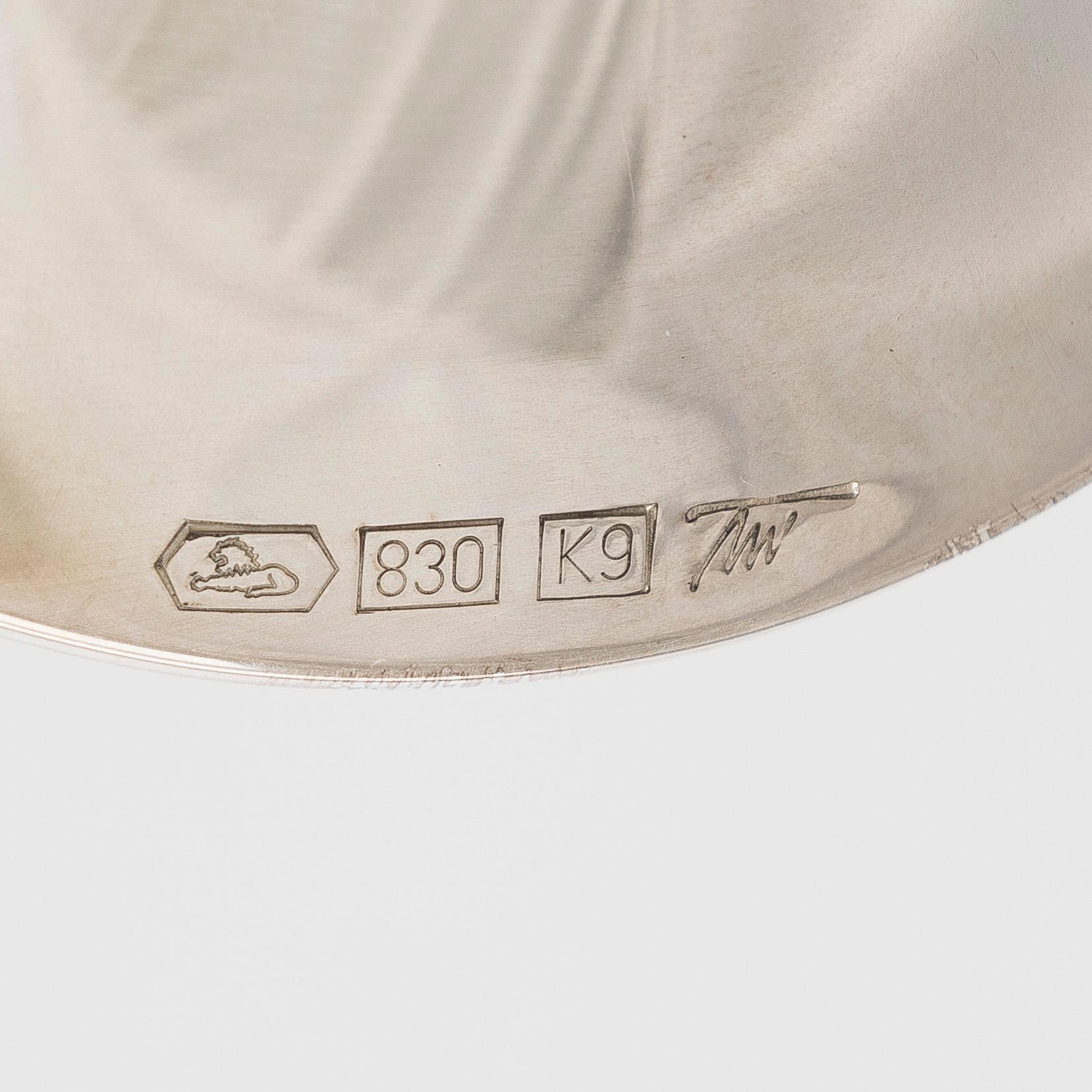 Tapio Wirkkala, a pair of silver 'Trumpet' candlesticks, Kultakeskus, Hämeenlinna 2011.