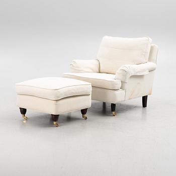 Armchair with footstool, Howard model, circa 2000.