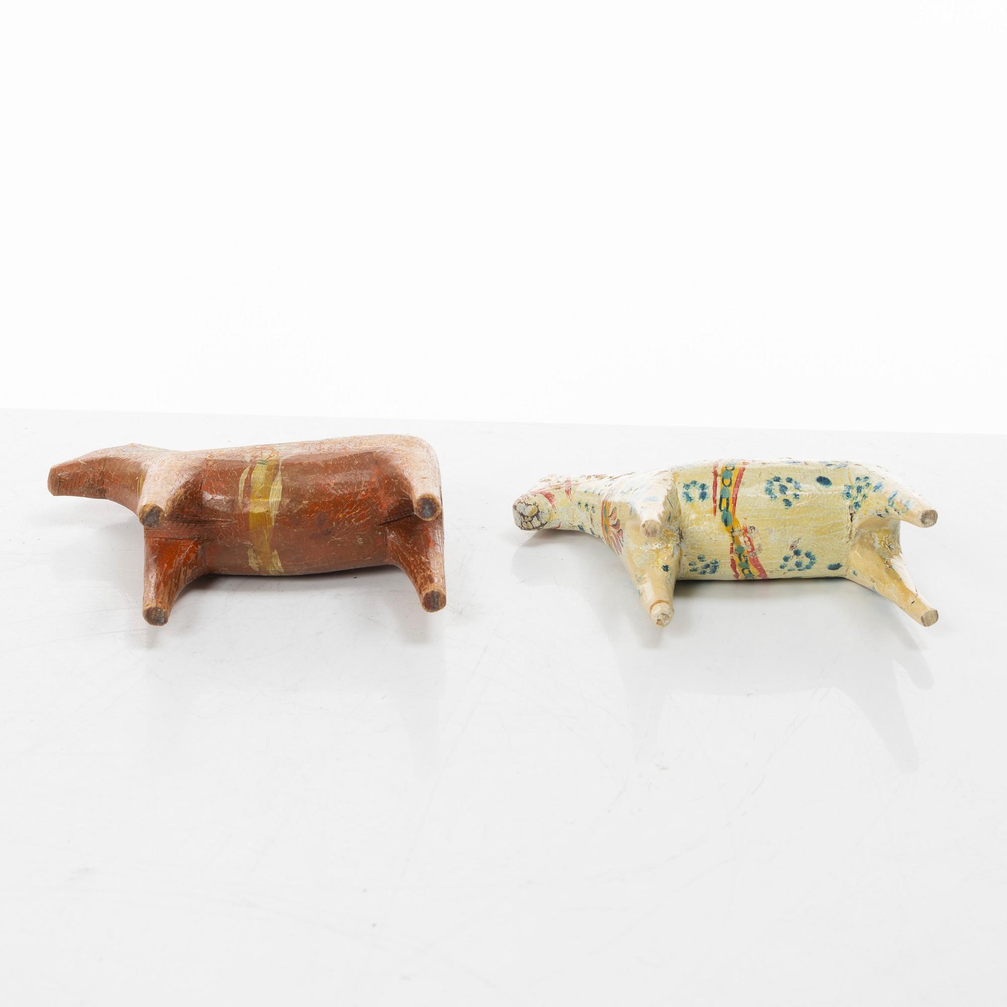 Two Dala horses, mid-20th century.