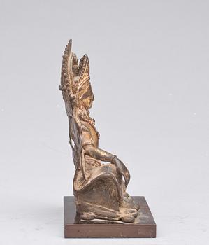 A gilt bronze figure of Indra, Nepal, 18th Century or older.