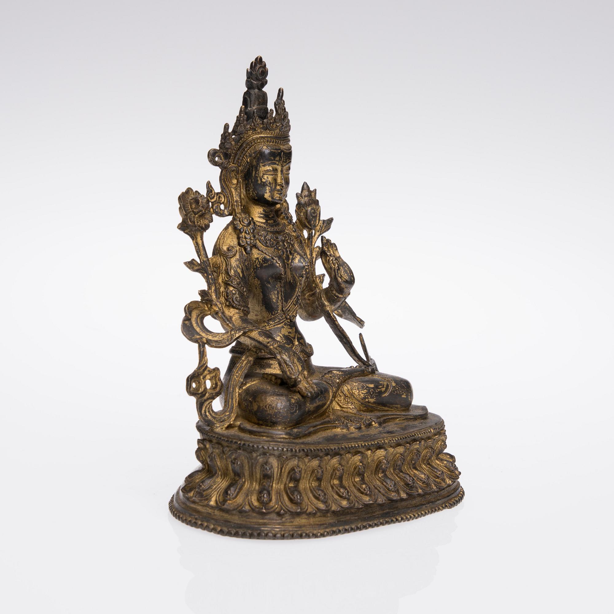 SKULPTUR, mässing, troligen Tibet, 1900-talets senare hälft.