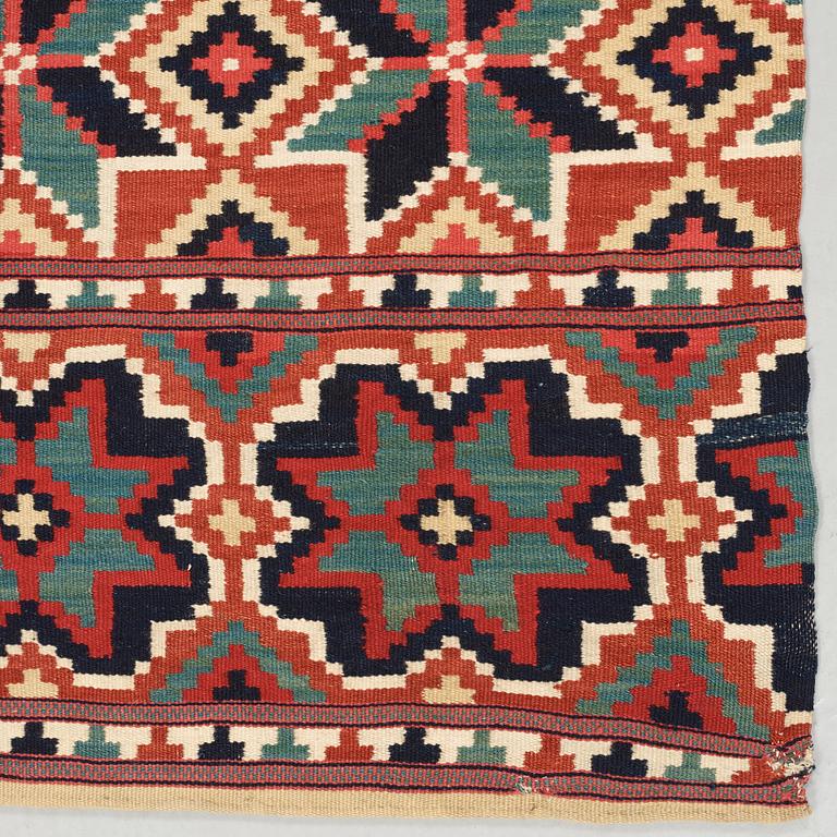 BED COVER. Double-interlocked tapestry. 198 x 109,5 cm. Scania, Sweden, around 1800. Probably Ingelstads district.