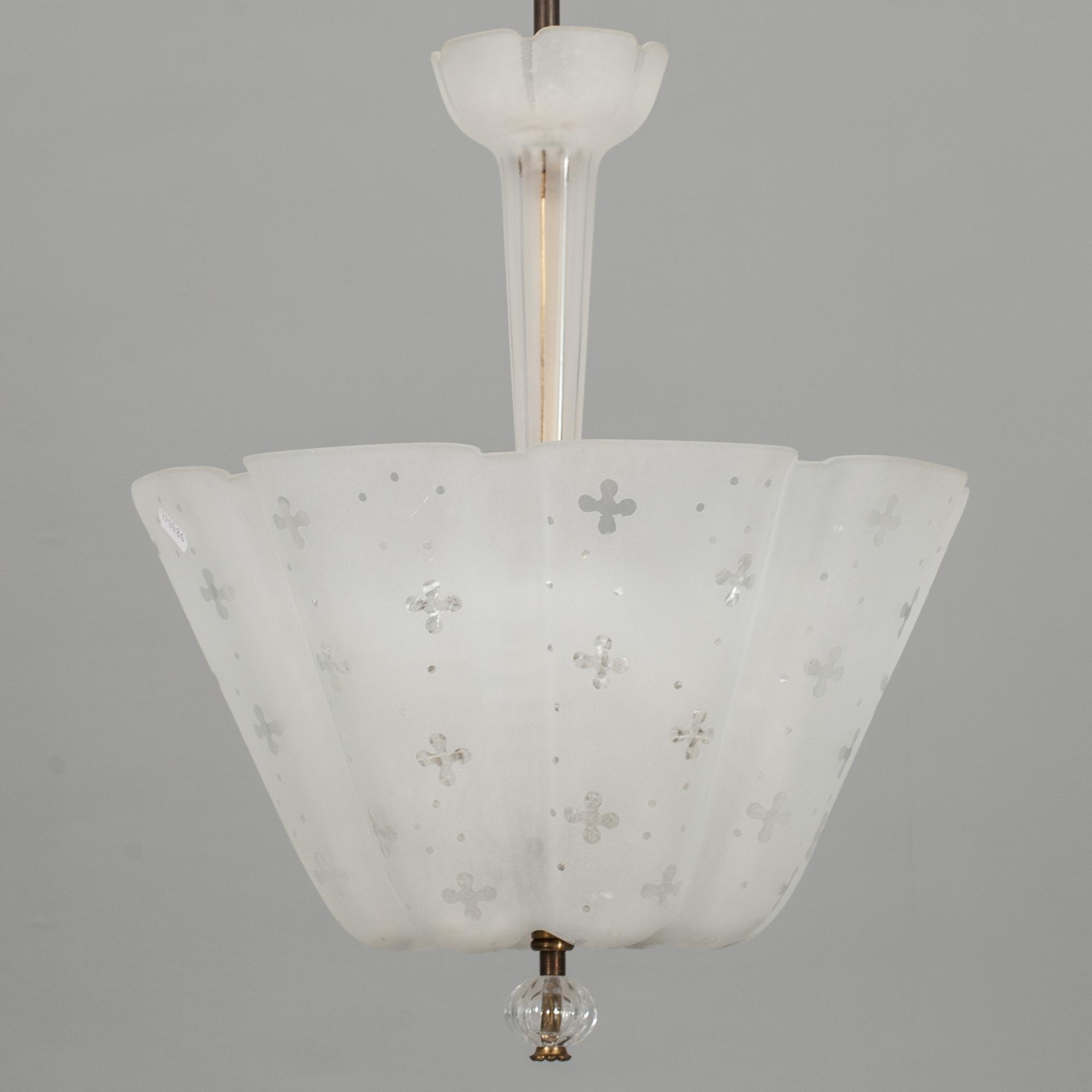 TAKLAMPA, Orrefors, 1900-tal.