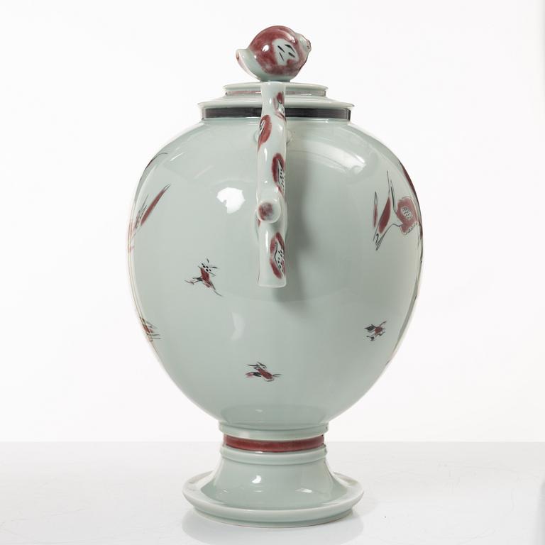 Thorkild Olsen, a porcelain urn with cover, Royal Copenhagen, Denmark, dated 1952.