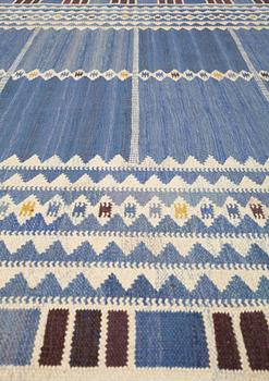 Barbro Nilsson, MATTA, "Salerno blå", rölakan, ca 300,5 x 219,5 cm, signerad AB MMF BN.