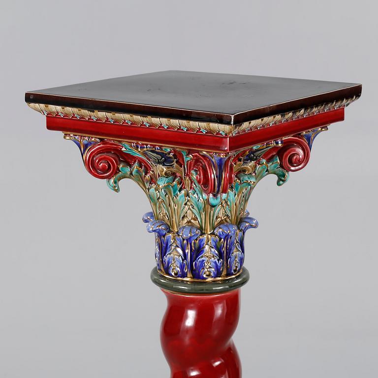 A majolica pedestal by Rörstrand, late 19th century.