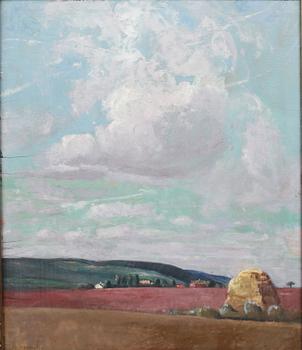 FOLKE HERMELIN, olja på pannå. Sign.