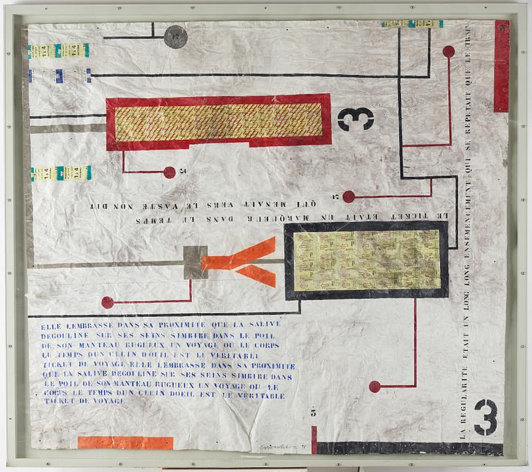 CAROUSCHKA STREIJFFERT, mixed media and collage on cardboard, signed and dated 98.