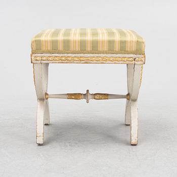 A late Gustavian stool, Stockholm, late 18th century.