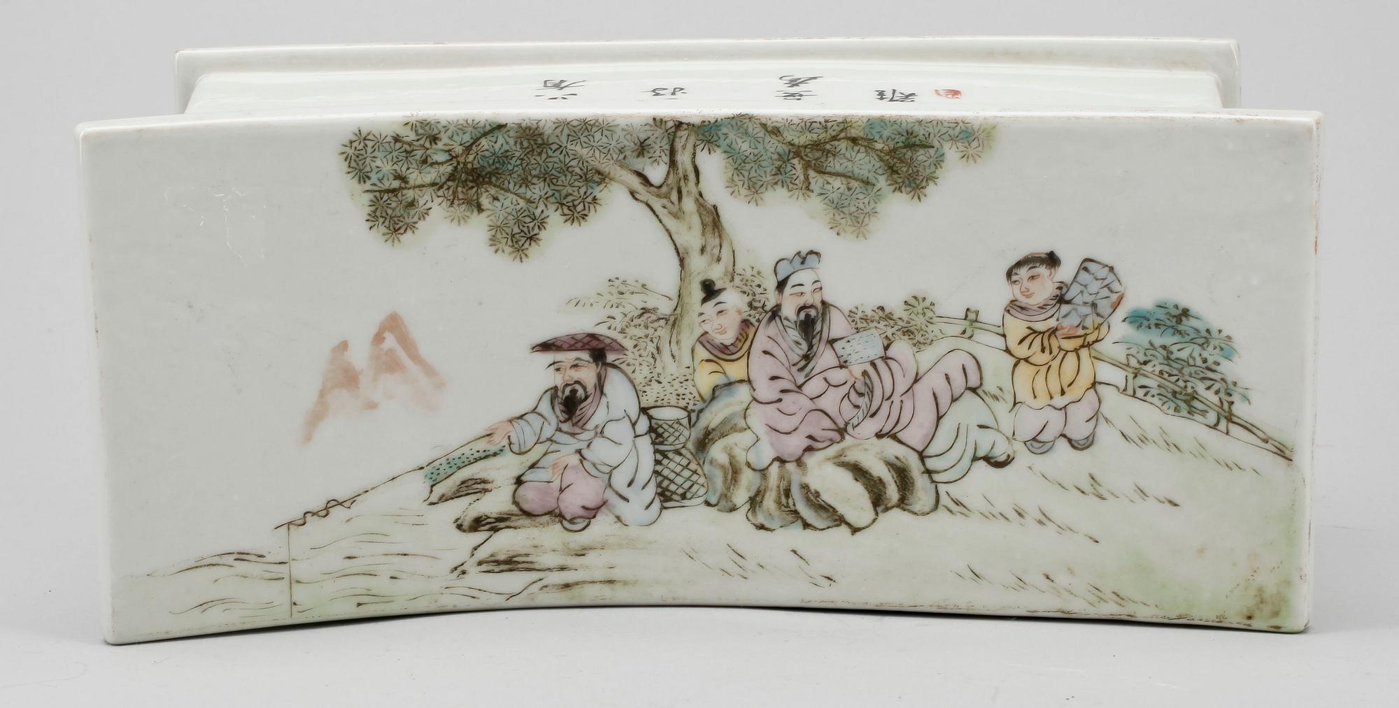 OPIUMKUDDE, porslin,  troligen republik, Kina 1900-tal.