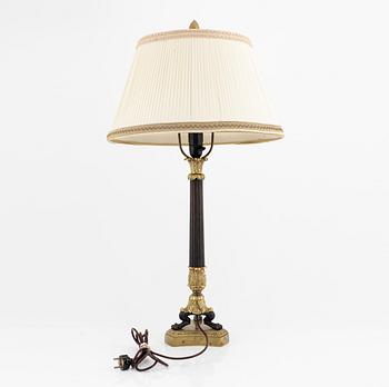 An Empire style brass table lamp, 20th Century.