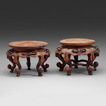 92. Two hardwood stands, Qing dynasty (1644-1912).