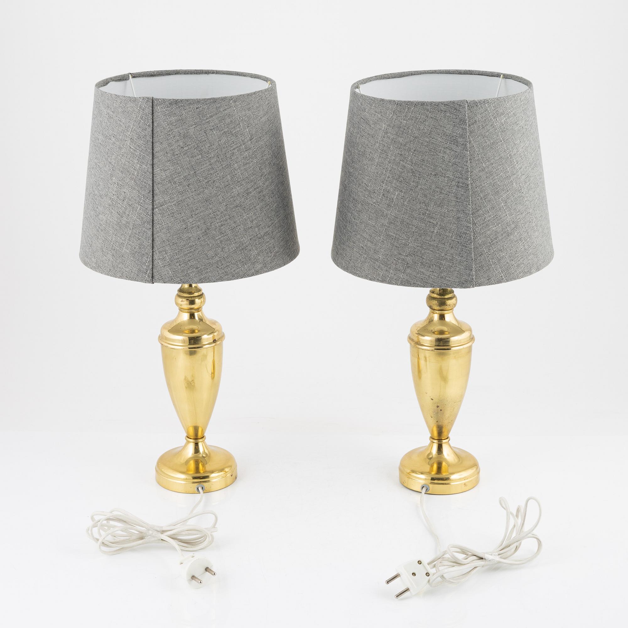 A pair of brass table lights, Nybro Armaturfabrik, 1970's.