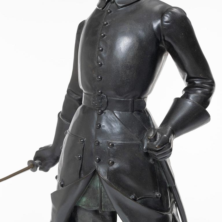 A bronze sculptur of King Charles XII of Sweden.