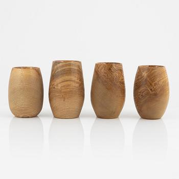 Magnus Ek, a set of four ash wood serving bowls for Oaxen Krog, 2020.