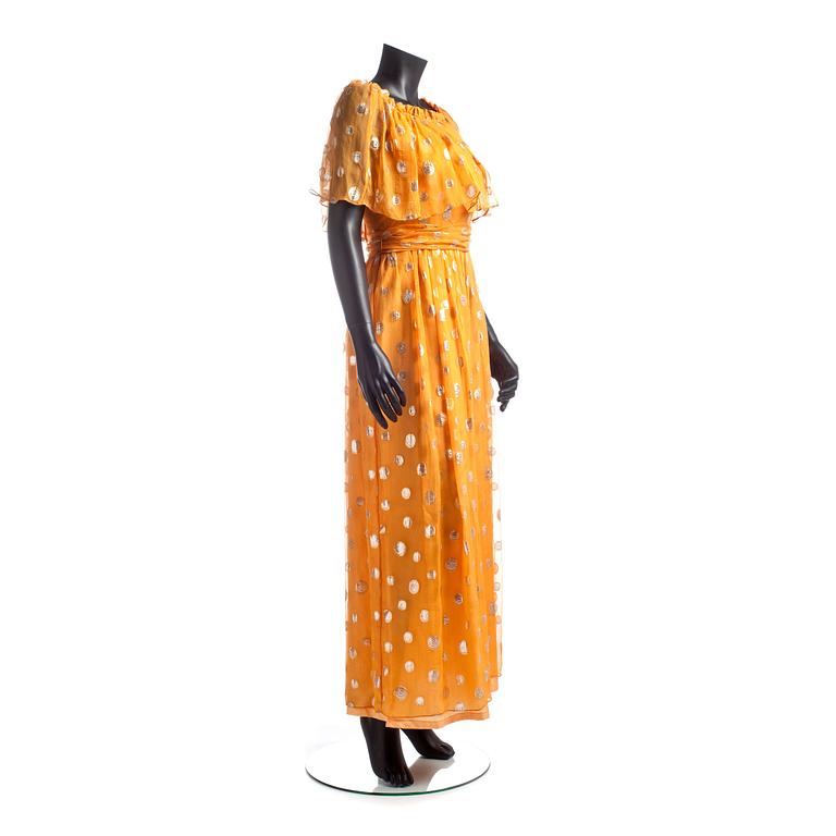 DAVID MOLHO, an orange evening dress.