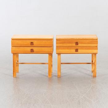 A pair of  1970:s pine night stands 'Charmant' by Sigurd Göransson for Fröseke Nybrofabriken, Sweden.