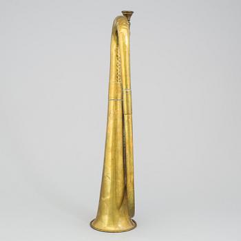 A Swedish early 20th century military brass horn Ahlberg & Ohlsson, Stockholm.