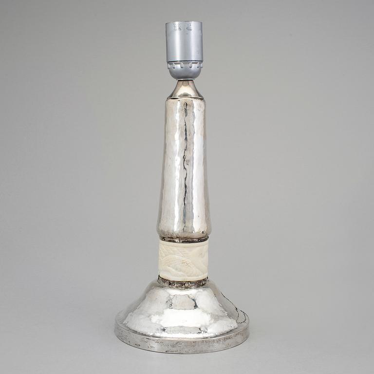 A Swedish 20th century silver table-lamp, mark of Marta af Ekenstam, Malmo 1920.