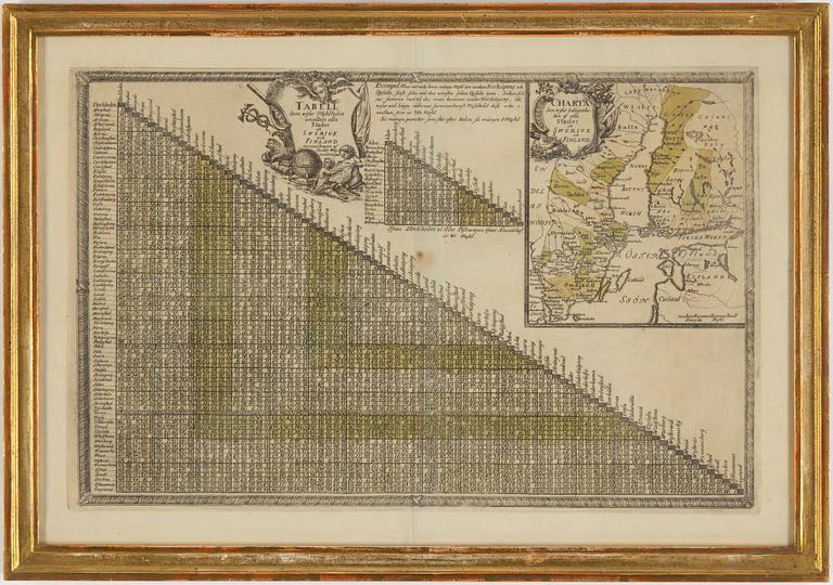 Carl Bergquist, handkolorerat kopparstick, 1700-talets mitt.