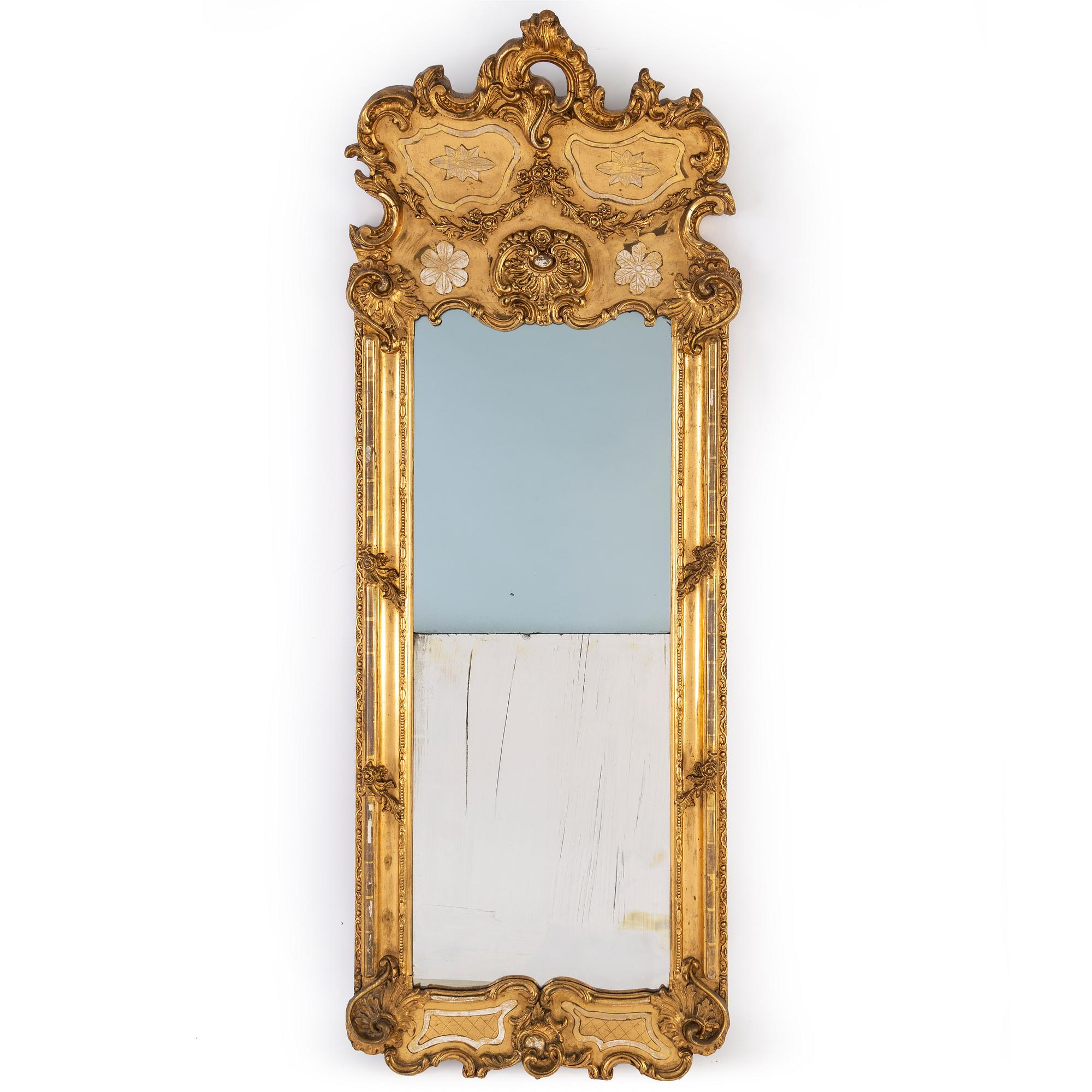 A late 19th century mirror and console table.