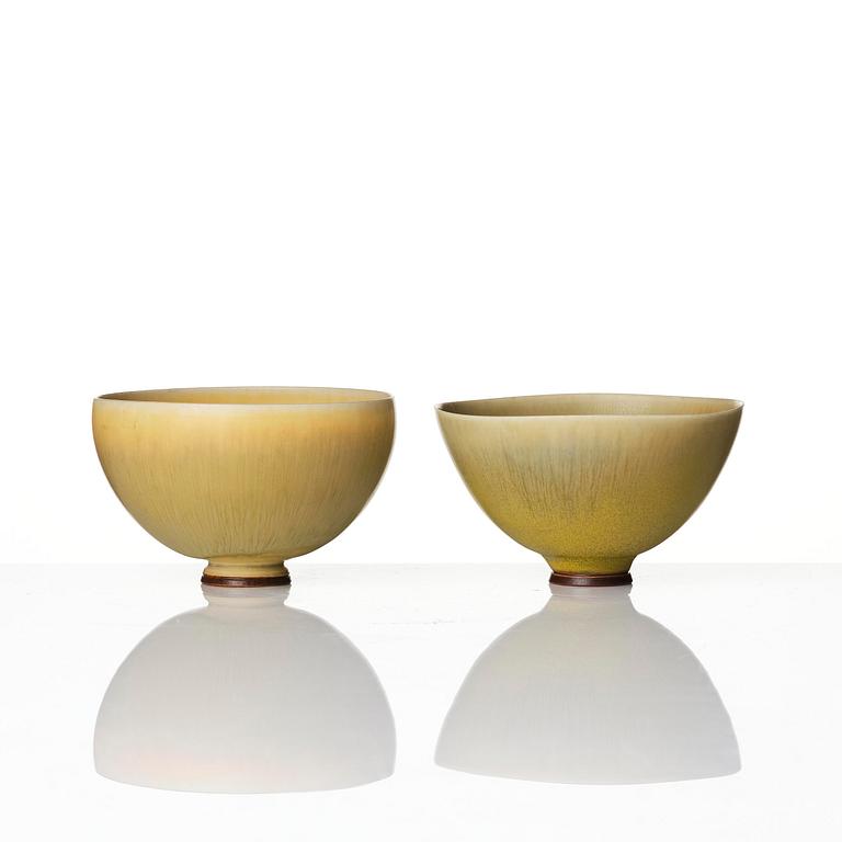 Berndt Friberg, a set of four stoneware vases and two bowls, Gustavsberg Studio 1962-74.