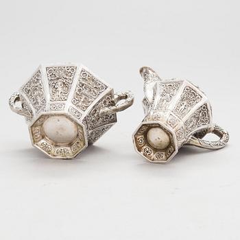 Te- och kaffeservis, 4 delar, silver, Tyskland 1900-talets första hälft.