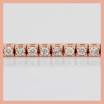 ARMBAND, rivière, 18K roséguld med briljantslipade diamanter, tot ca 0,99 ct. Total vikt ca 5,5 g.