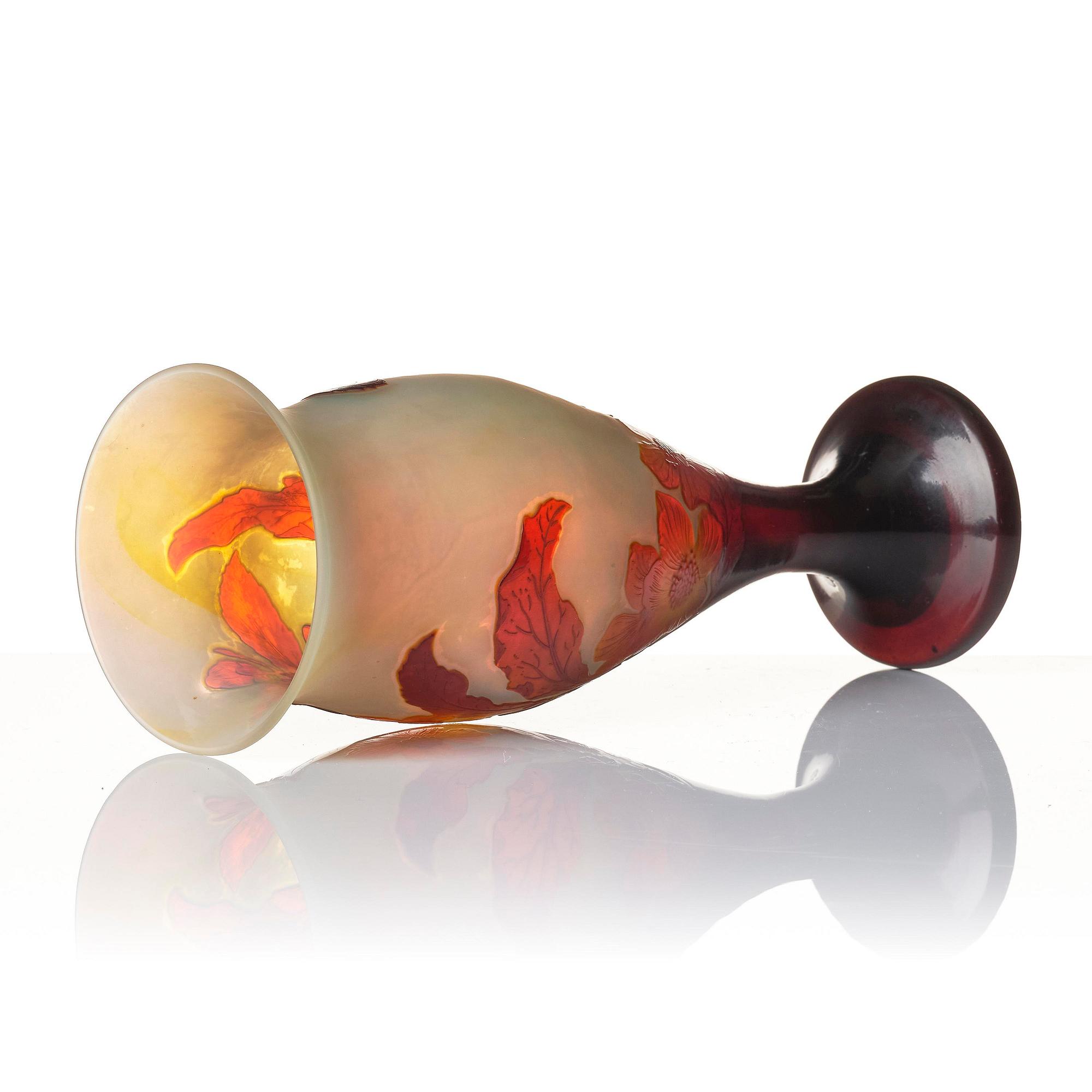 Emile Gallé, an Art Nouveau cameo glass vase, Nancy, France, early 1900s.