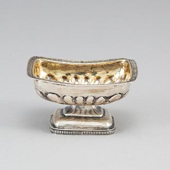 A Russian parcel-gilt silver salt cellar, unidentified makers mark, St. Petersburg 1860.