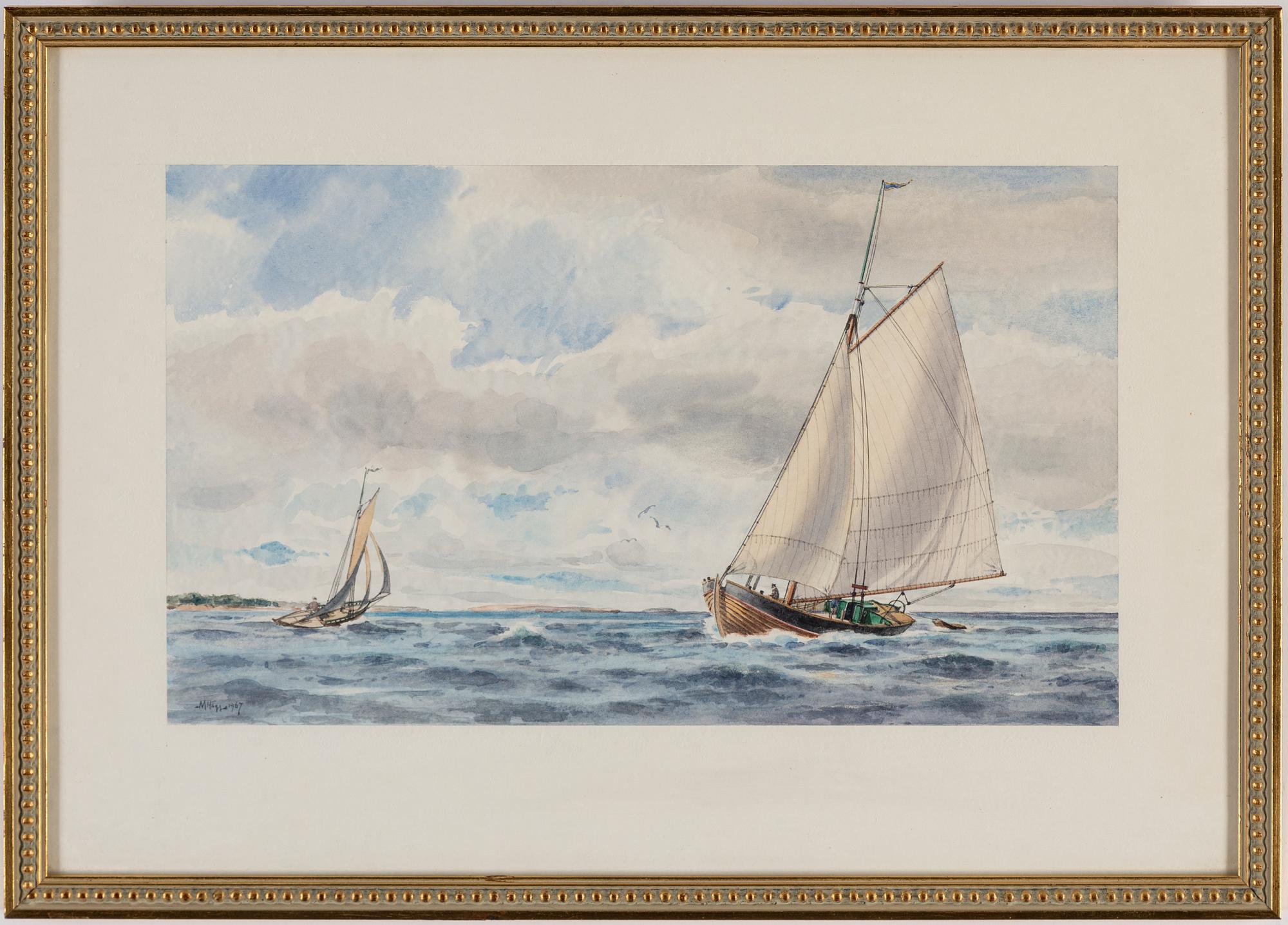 OKÄND KONSTNÄR, 1900-tal, akvareller, 5 st, signerade MHägg.