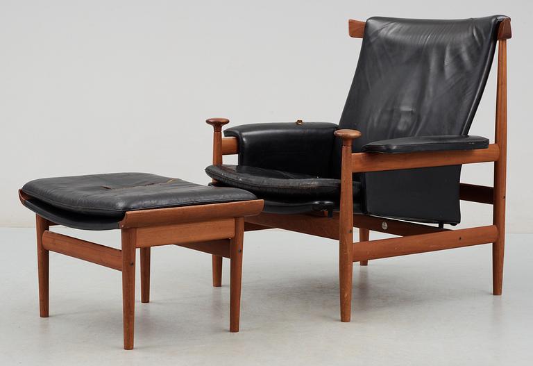 A Finn Juhl "Bwana" easy chair with ottoman, France & Son, Denmark 1960's.