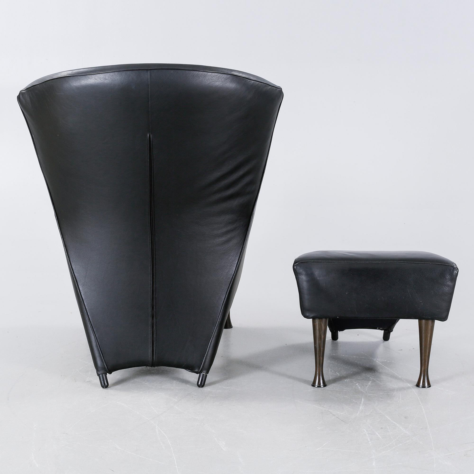 A lounge chair with foot stool by Gijs Papavoine for Montis, model "Castor", late 20th century.