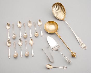 SILVERFÖREMÅL, 17 del. Tot vikt ca 338 g.