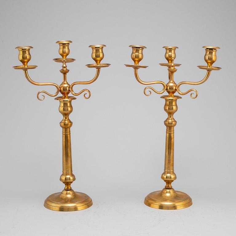 a pair of 19th century brass candelabras, model 43, Skultuna.