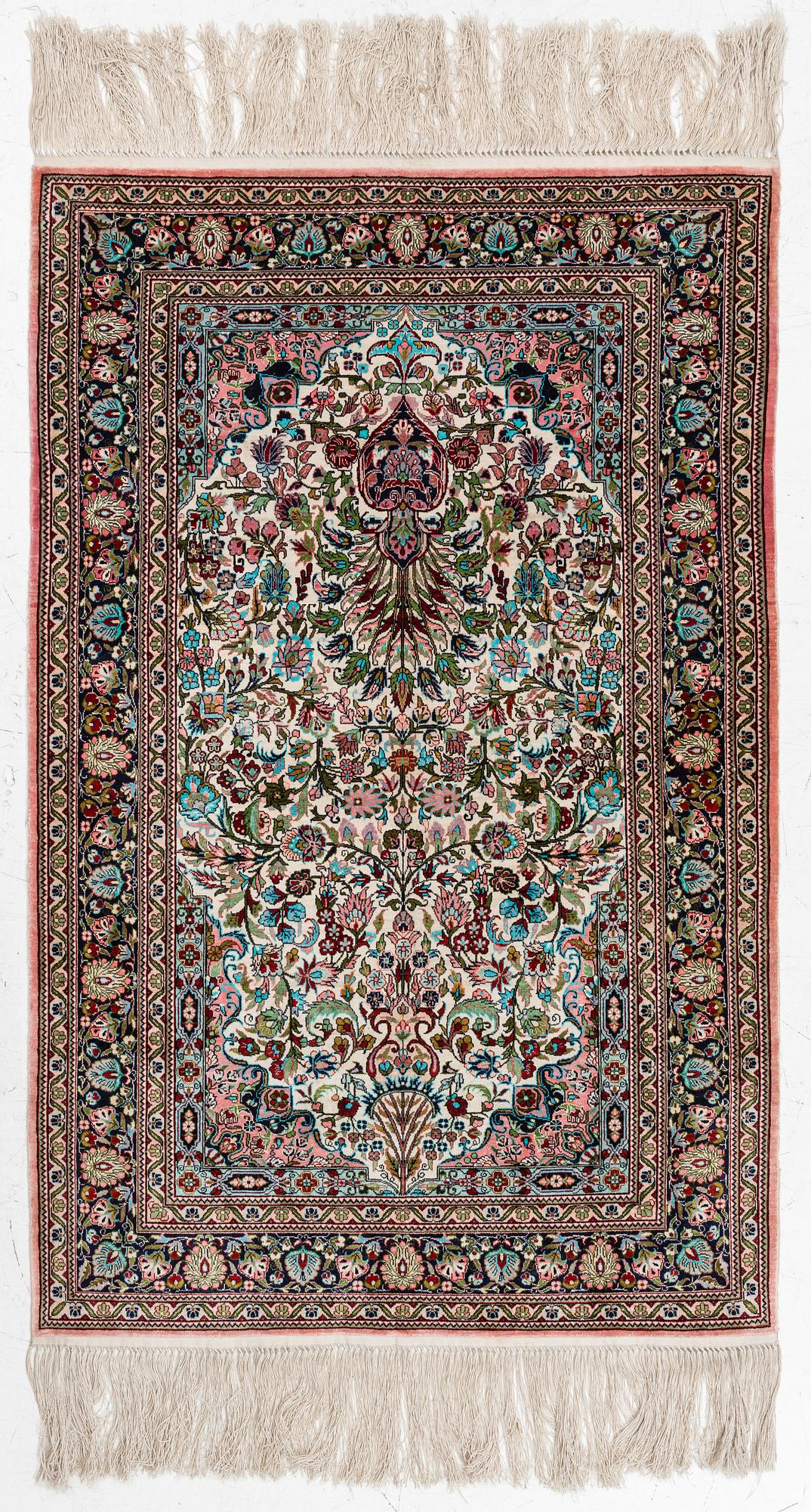 Rug, Hereke design, silk, 122 x 79 cm.