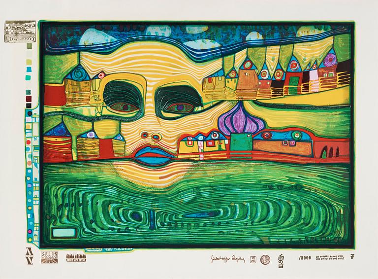 Friedensreich Hundertwasser, "Look at it on a rainy day (The Regentag portfolio)".