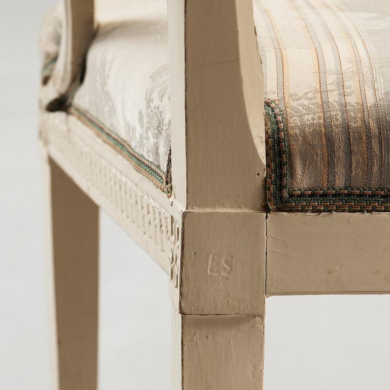 A matched pair of late Gustavian armchairs by Ephraim Ståhl, master 1794).