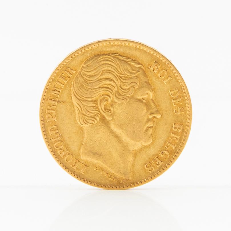 Gold coin 20 francs 1865 Belgium Leopold I.