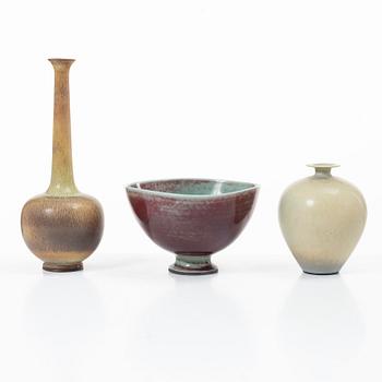 Berndt Friberg, Two vases and a bowl, Gustavsberg Studio.