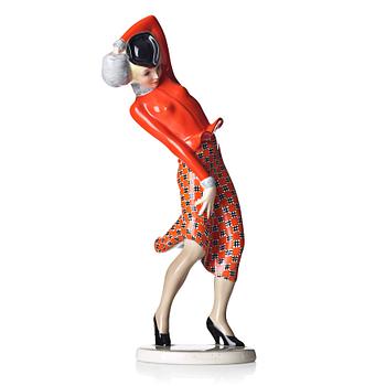 125. Helen König Scavini, a "Colpo di vento", n. 363, creamware figure, Lenci, Italy 1930's.